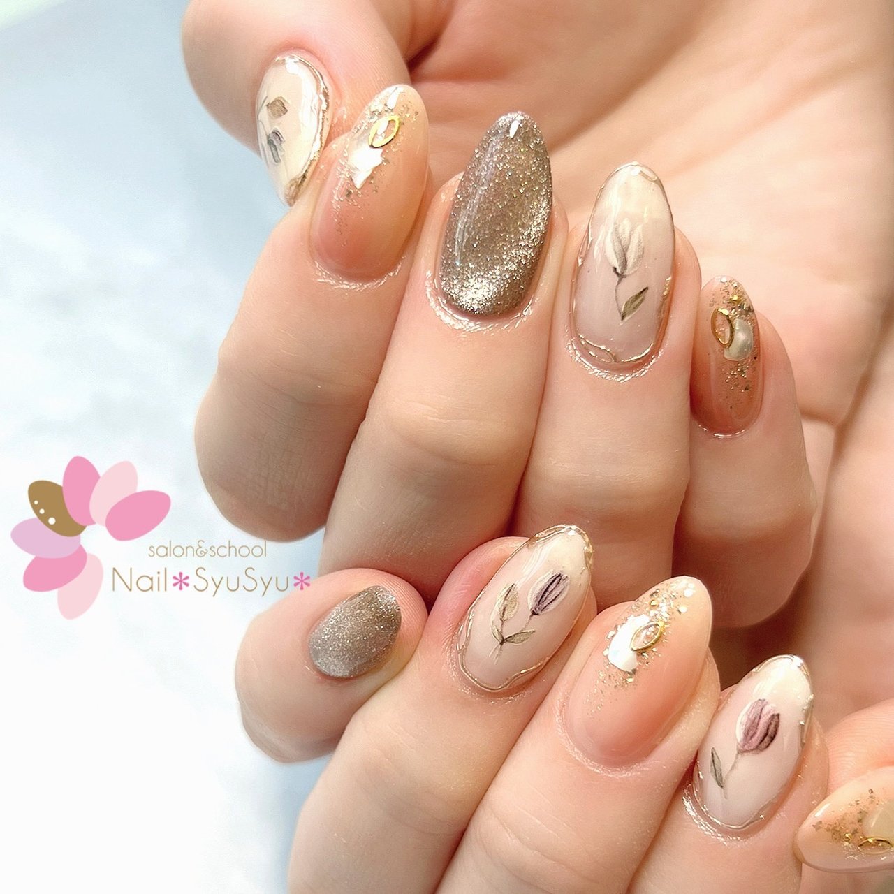 春 入学式 ハンド ラメ フラワー Nail Syusyu ネイルシュシュのネイルデザイン No ネイルブック