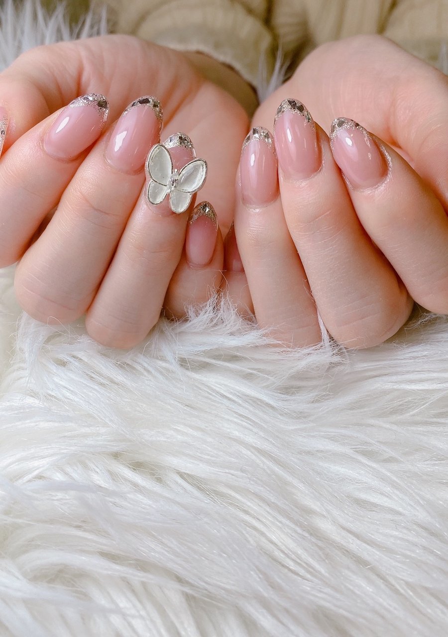 ハンド フレンチ ピンク シルバー ジェルネイル Allure アリュール 京都のネイルデザイン No ネイルブック