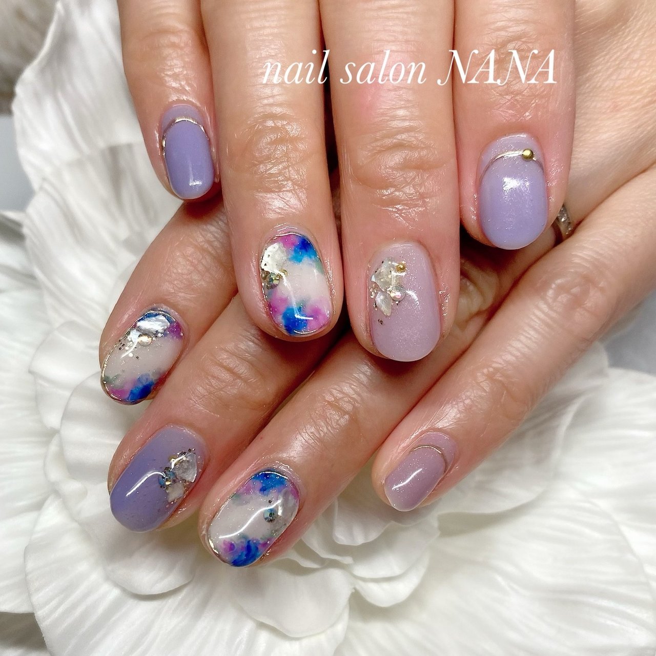 春 夏 ハンド ラメ フラワー Nail Salon Nanaのネイルデザイン No ネイルブック