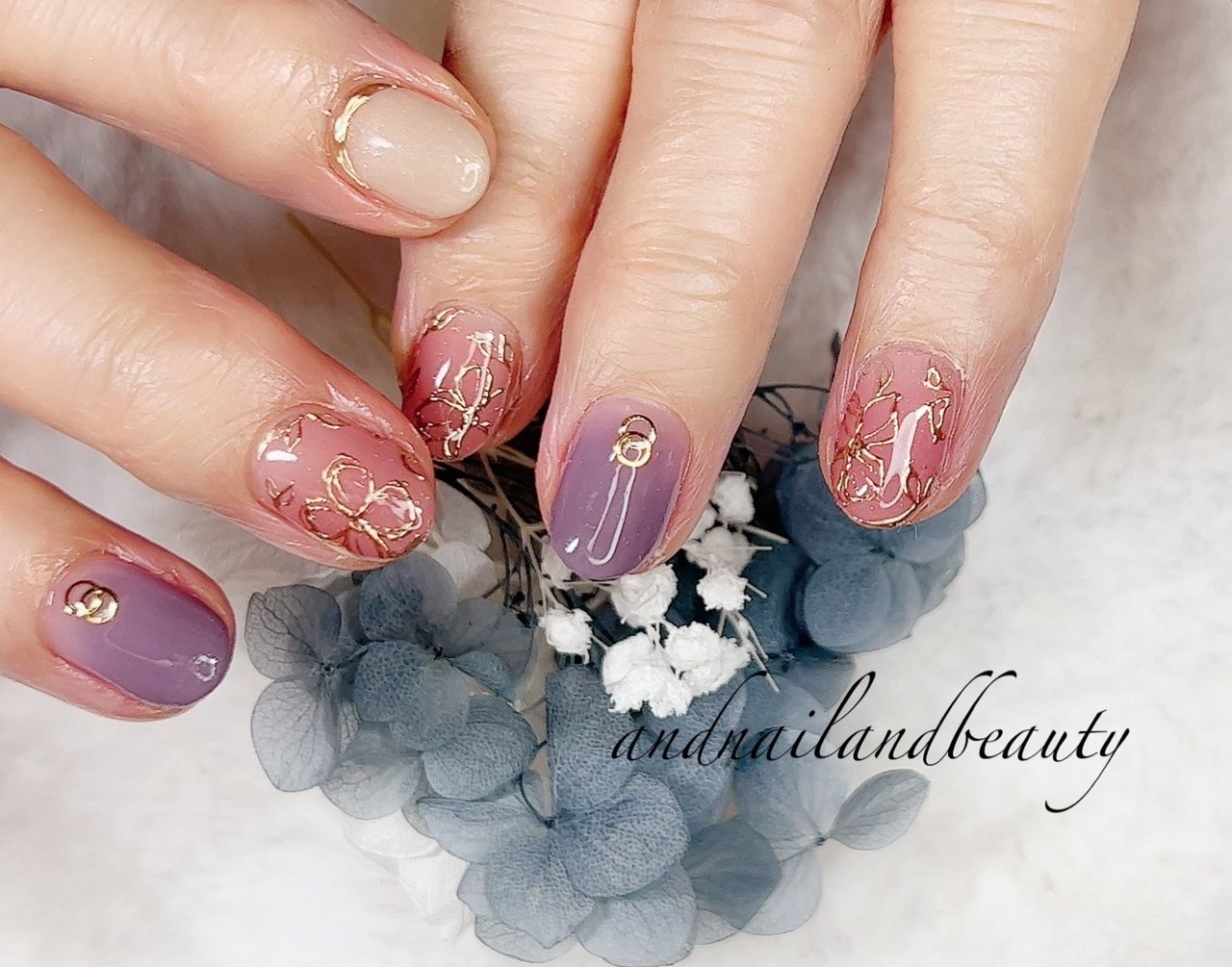 春 フラワー ピンク パープル Nailandbeautyアンドネイルアンドビューティーのネイルデザイン No ネイルブック