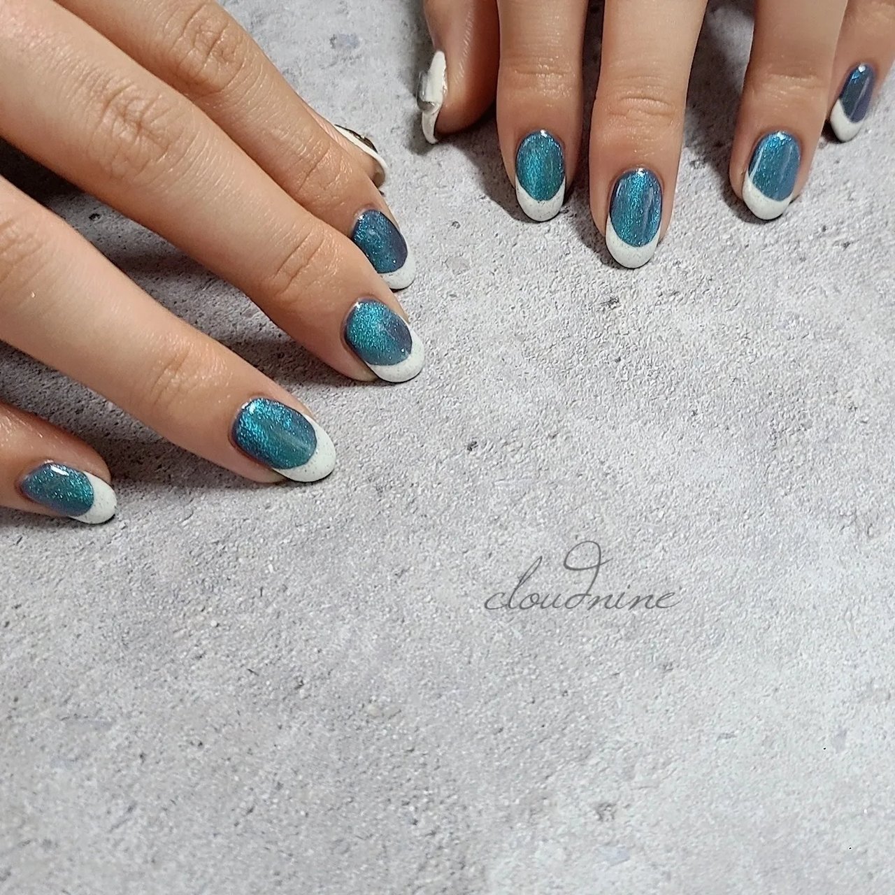 春 ハンド フレンチ マグネット ミディアム Cloudnineのネイルデザイン No ネイルブック