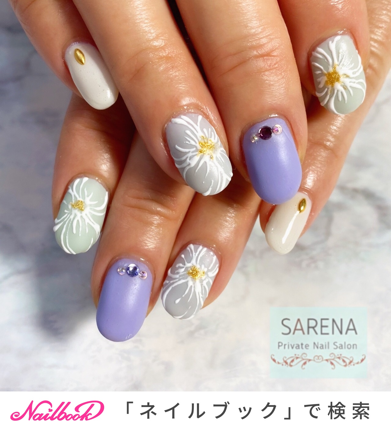 水色 パープル パステルのネイルデザイン ネイルブック