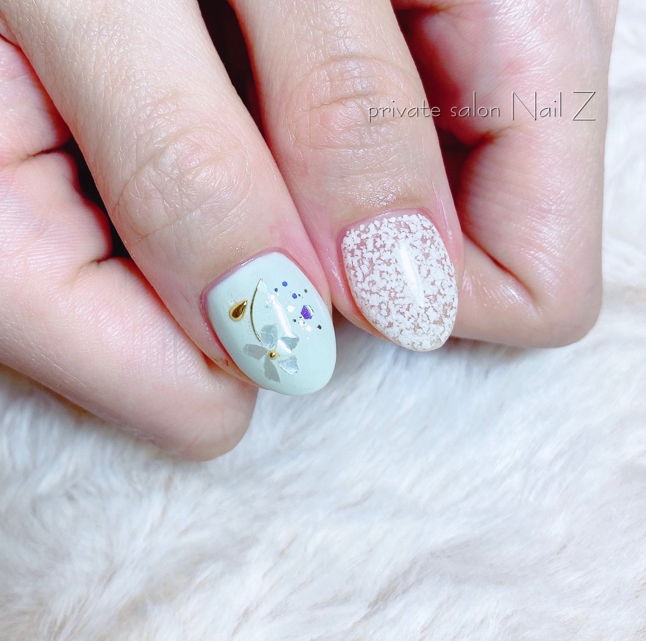 ハンド フラワー シェル ミディアム 水色 Nail Z ネイルジー のネイルデザイン No ネイルブック