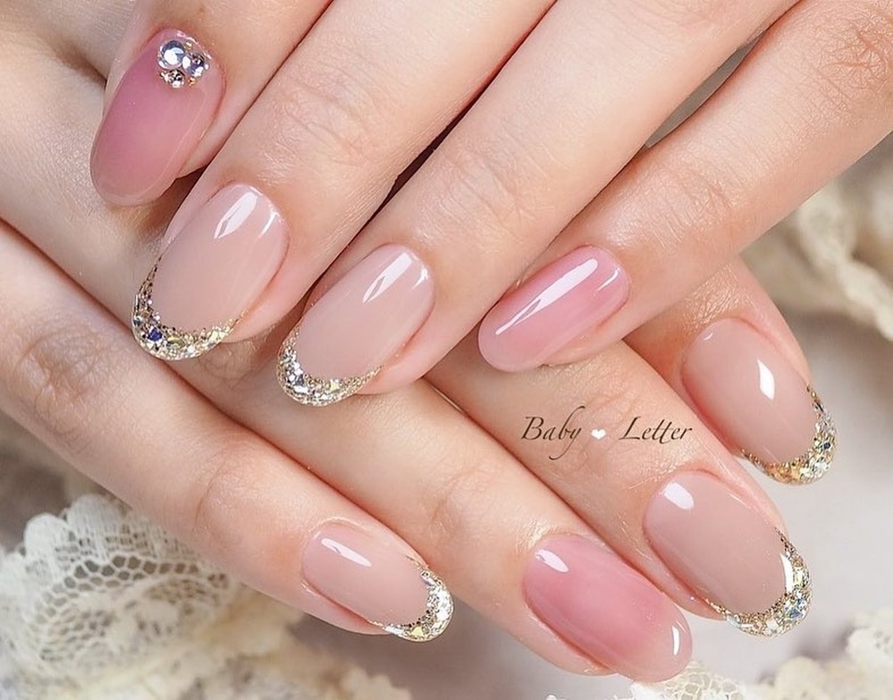 オールシーズン ブライダル パーティー デート ハンド Baby Letterのネイルデザイン No ネイルブック