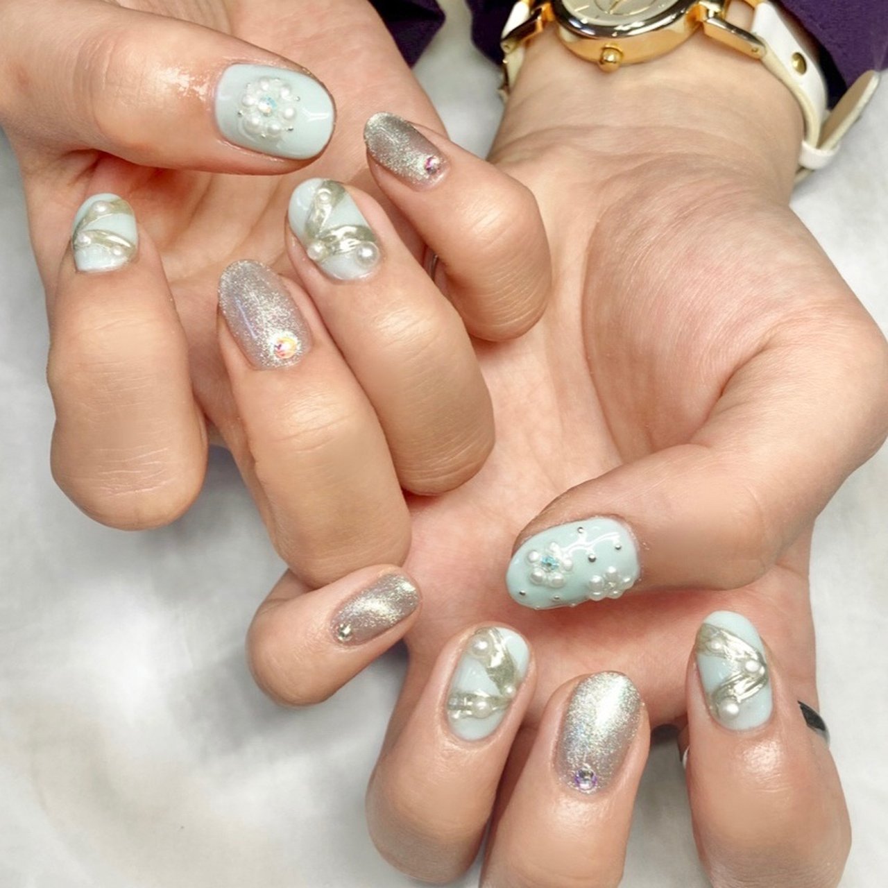 春 ブライダル パーティー ハンド パール Once Nail Spaのネイルデザイン No ネイルブック