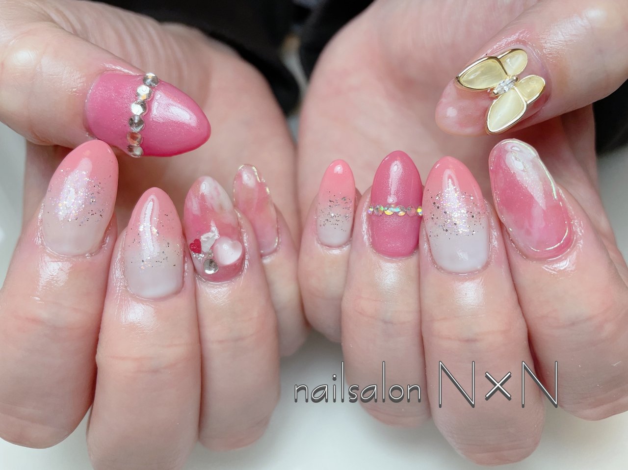 春 ハンド グラデーション ビジュー ラメ Nail Salon N N Naoのネイルデザイン No ネイルブック
