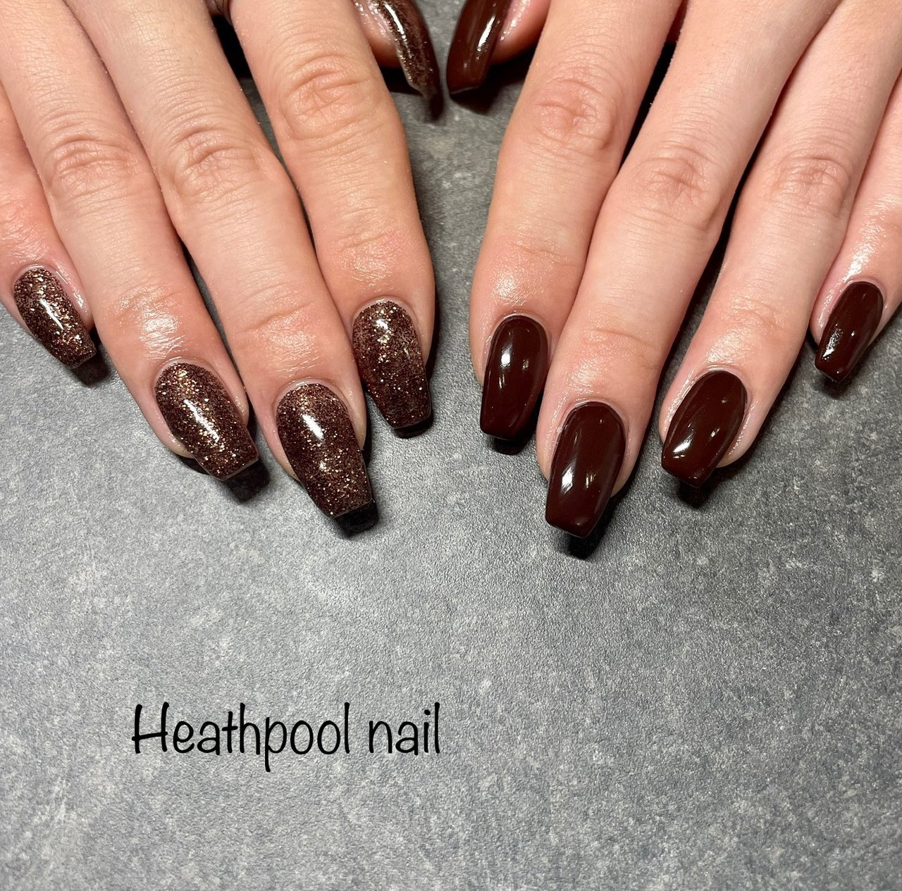 ハンド ラメ ワンカラー ブラウン ジェルネイル Heathpoolnailのネイルデザイン No ネイルブック