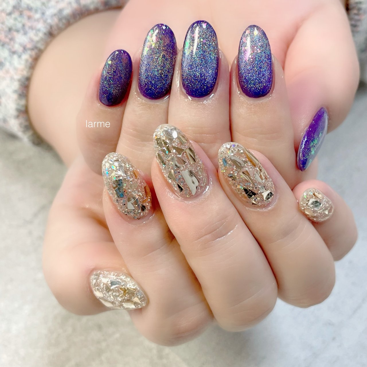 ハンド パープル ゴールド Nailroomlarmeのネイルデザイン No ネイルブック
