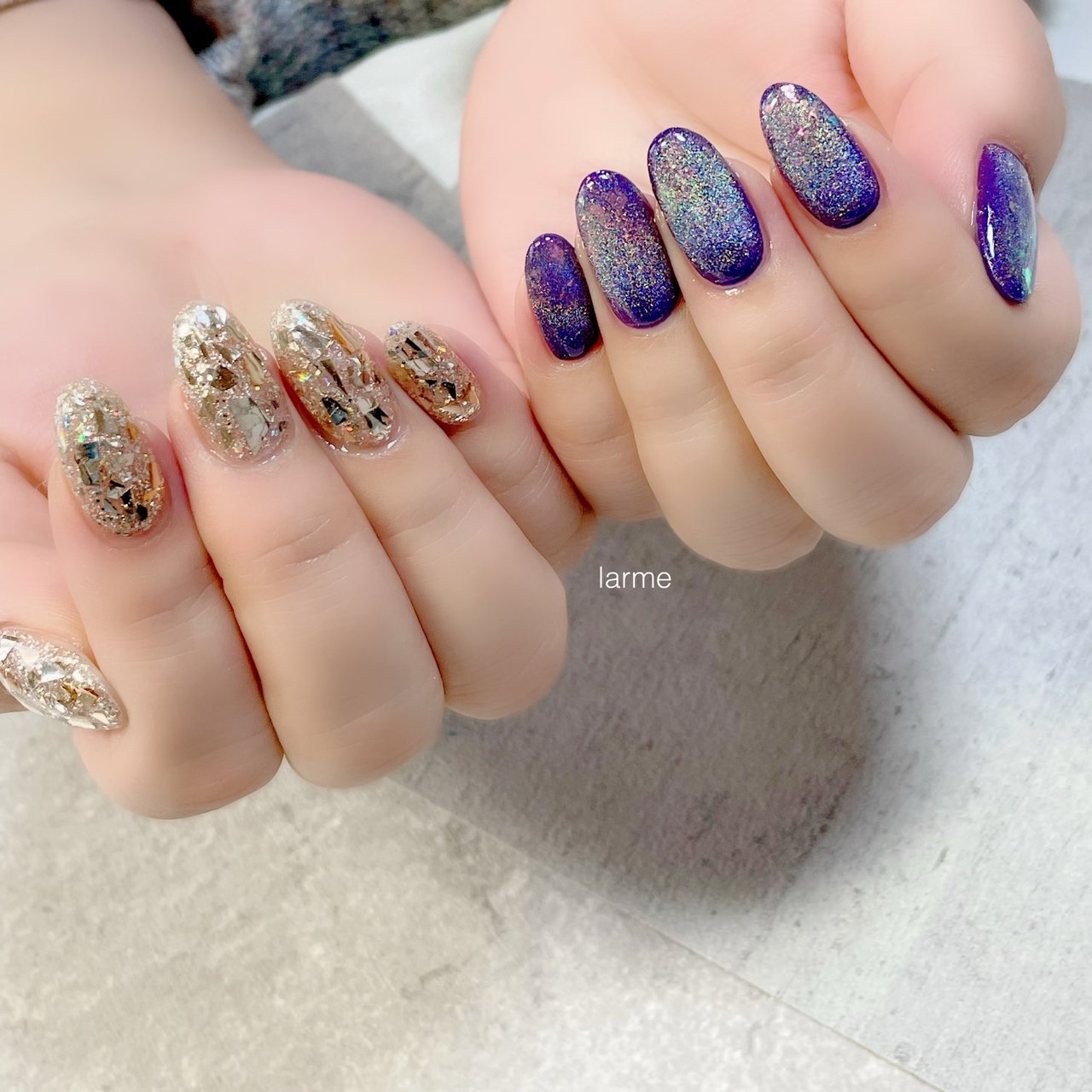 ハンド パープル ゴールド Nailroomlarmeのネイルデザイン No ネイルブック