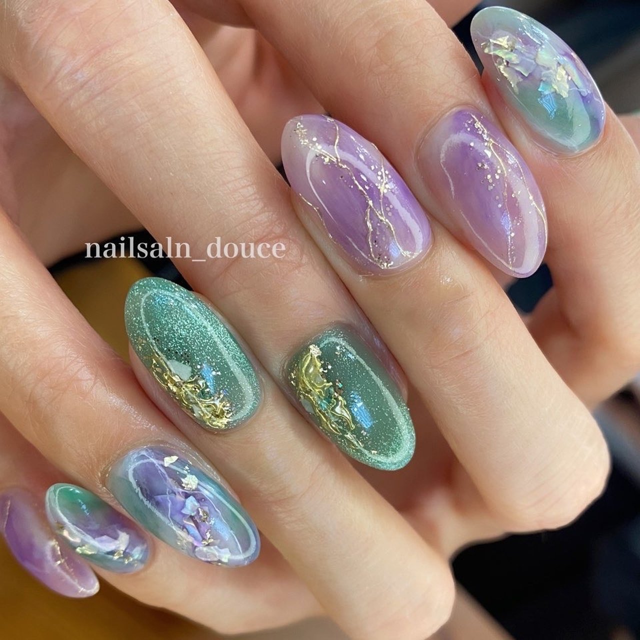 春 夏 女子会 ハンド シェル Nailsalon Douceのネイルデザイン No ネイルブック