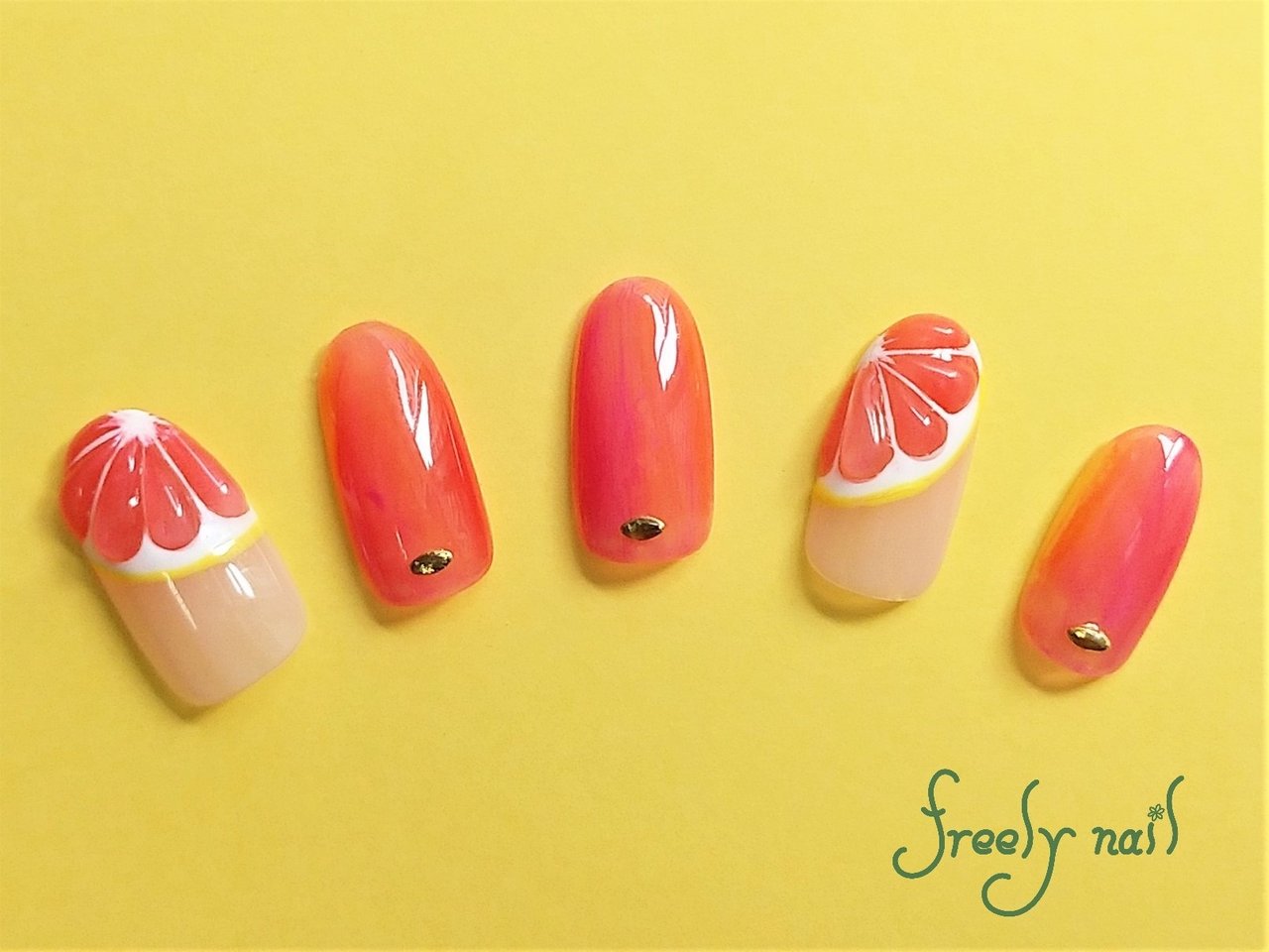 オールシーズン/ハンド/3D/トロピカル/フルーツ - freelynailのネイル 