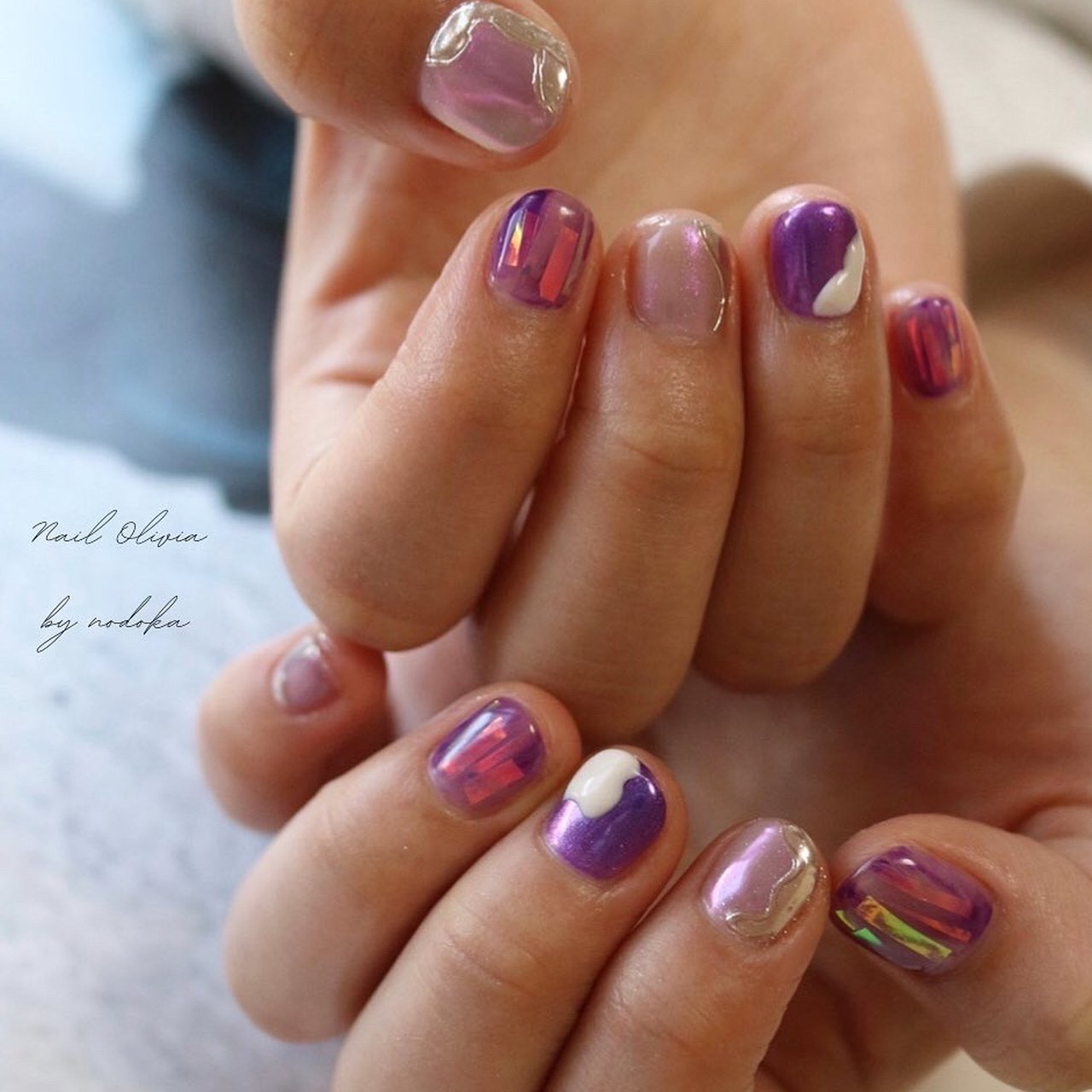 ハンド ショート パープル ジェルネイル Nodoka Nagoya Nail Oliviaのネイルデザイン No ネイル ブック