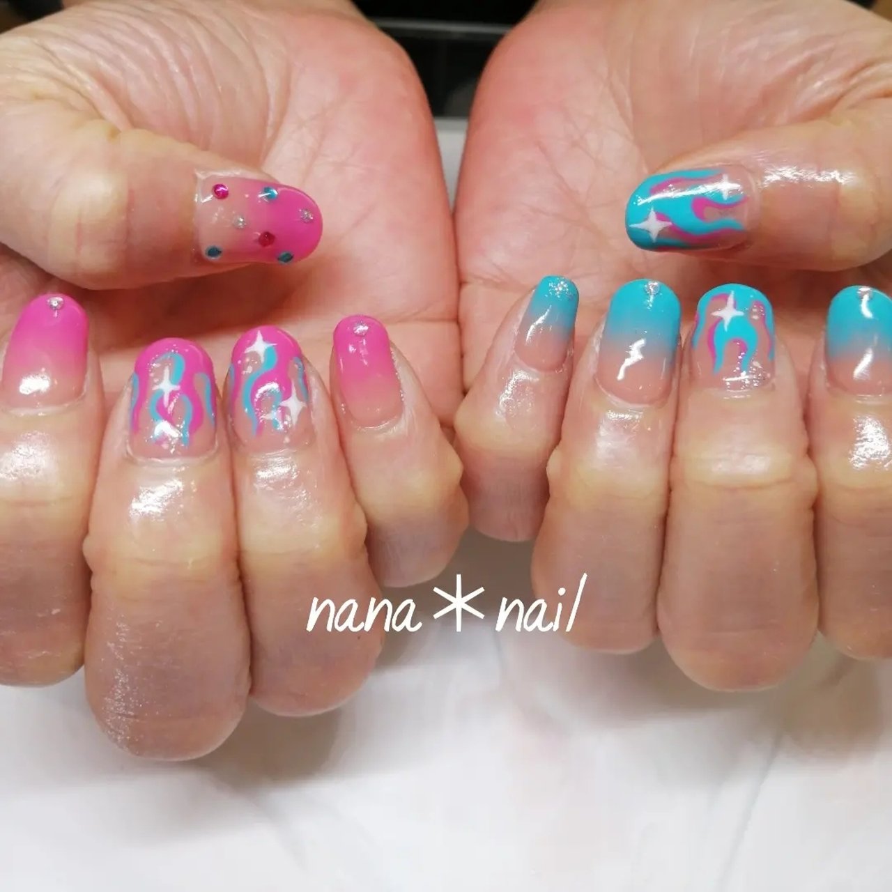 春 夏 海 ハンド ミディアム Nana Nailのネイルデザイン No ネイルブック