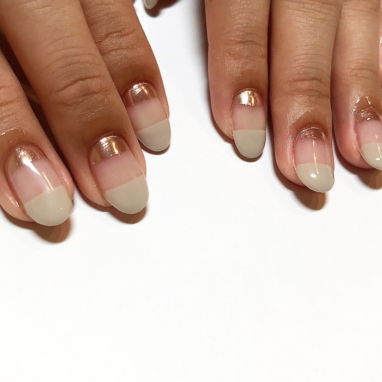 オールシーズン ハンド シンプル 変形フレンチ シースルー Okazakiのネイルデザイン No ネイルブック