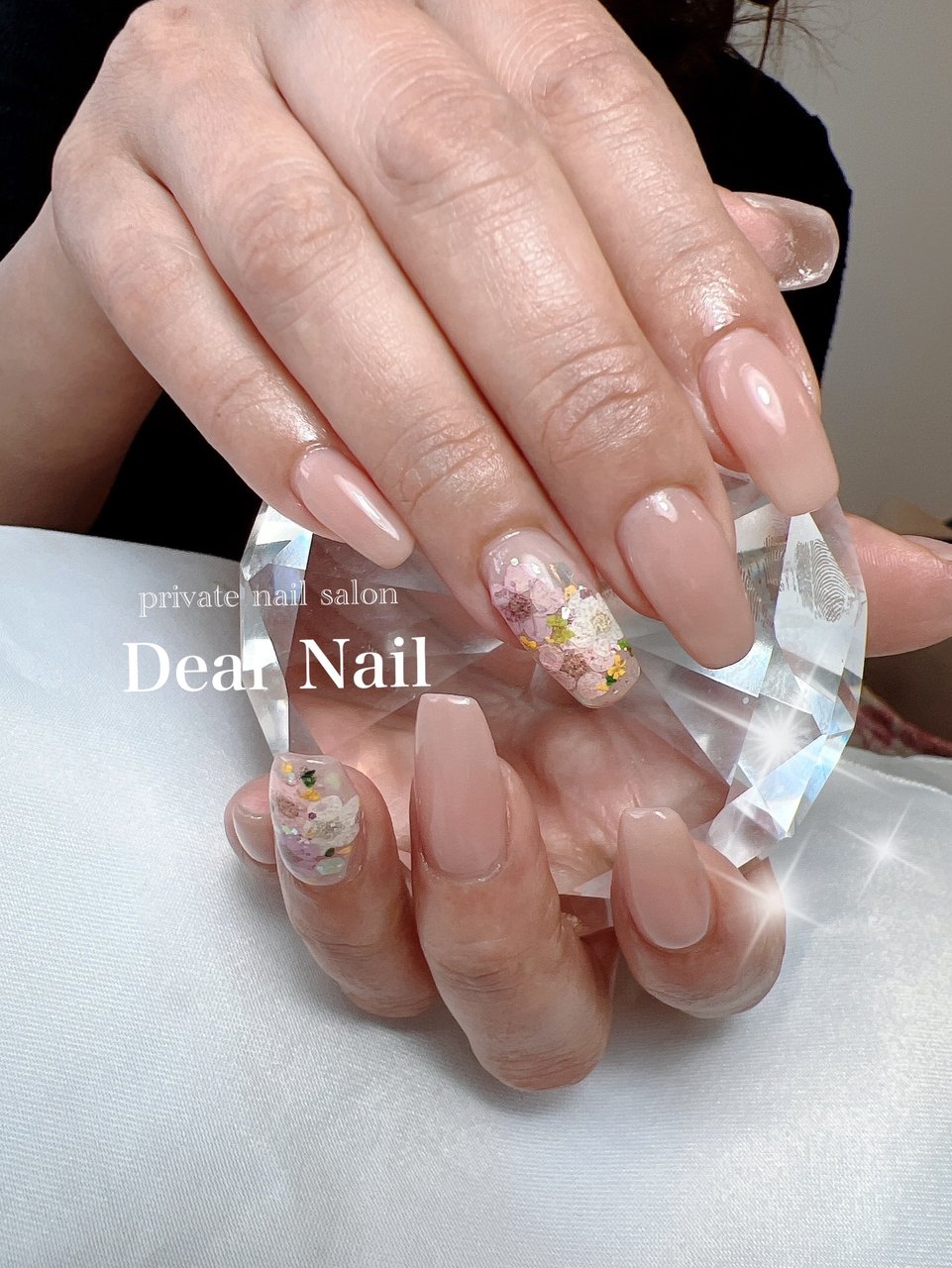 春 ハンド ワンカラー フラワー 押し花 Dearnail39のネイルデザイン No ネイルブック