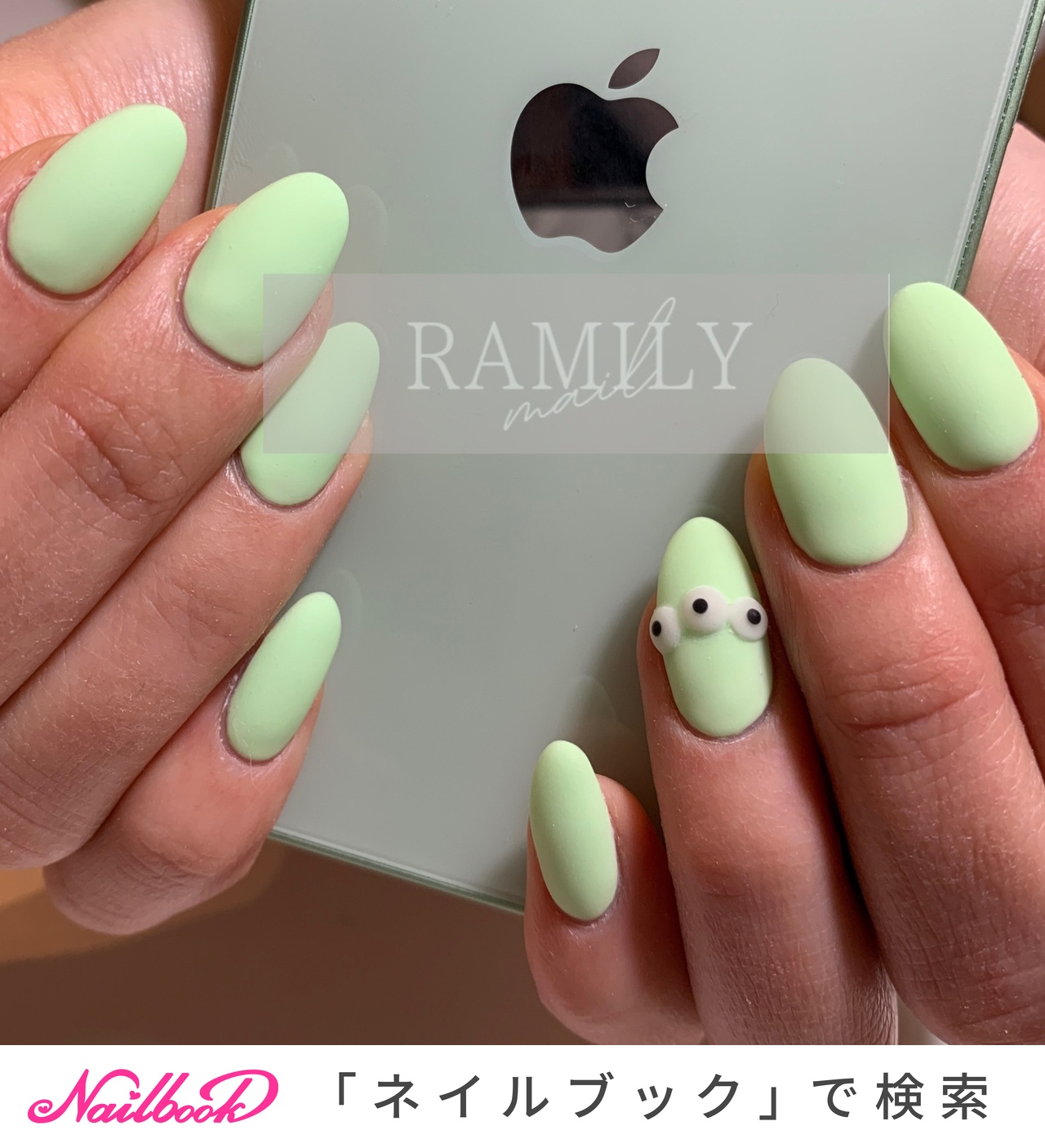 シンプル グリーン ディズニーネイルのネイルデザイン ネイルブック