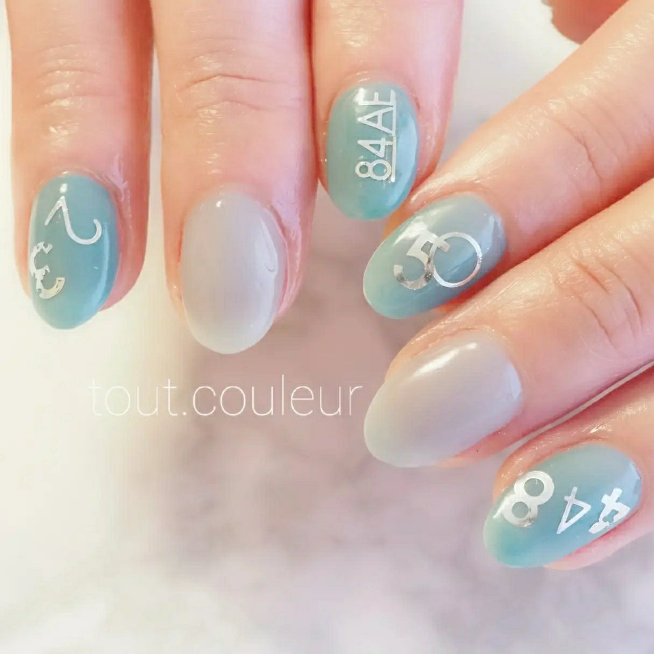 オールシーズン ハンド シンプル ミディアム 水色 Tout1845のネイルデザイン No ネイルブック