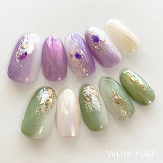 人気順 グリーン 緑 縦グラデーションネイルのネイルデザイン ネイルブック