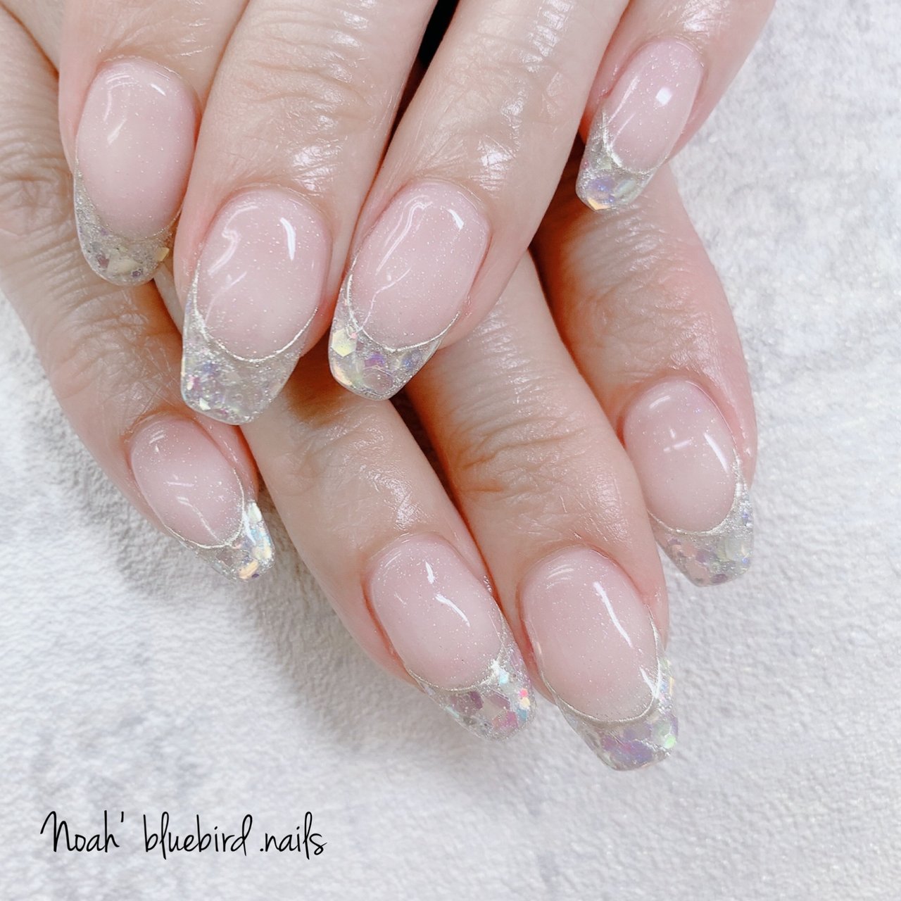 オフィス ブライダル フレンチ ジェルネイル Noah Bluebird Nails Keikoのネイルデザイン No ネイル ブック