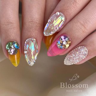 おすすめ順 イエロー 黄 宝石風ネイルのネイルデザイン ネイルブック