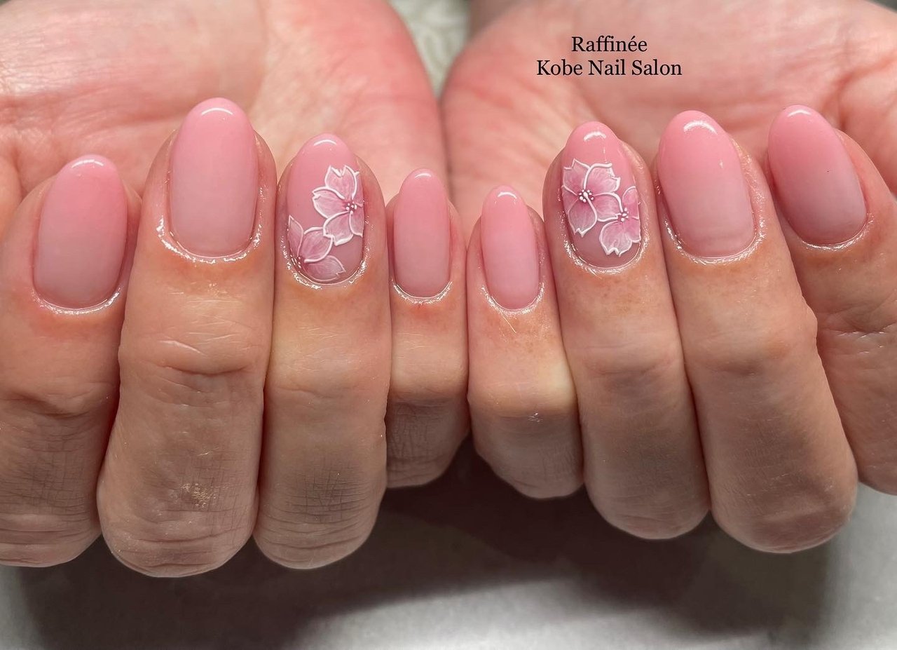 春 夏 グラデーション フラワー ミディアム Raffineeのネイルデザイン No ネイルブック