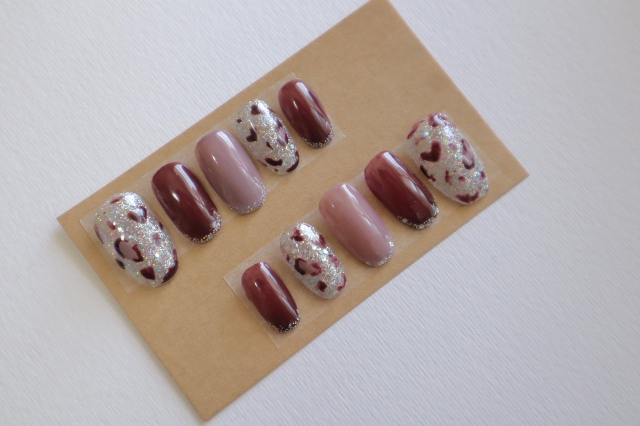 ハンド ラメ アニマル柄 ブラウン グレージュ Koyo 54のネイルデザイン No ネイルブック