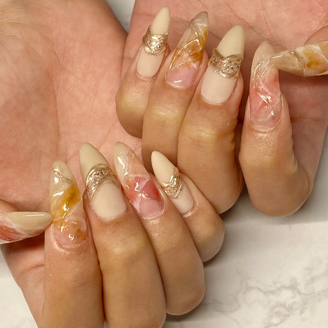 春 夏 ラメ ニュアンス マット Nailsalon Neiviのネイルデザイン No ネイルブック