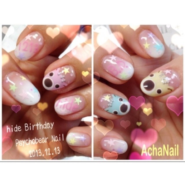 冬 ハンド キャラクター パステル ジェル Achanail 池袋ネイルサロンのネイルデザイン No ネイルブック
