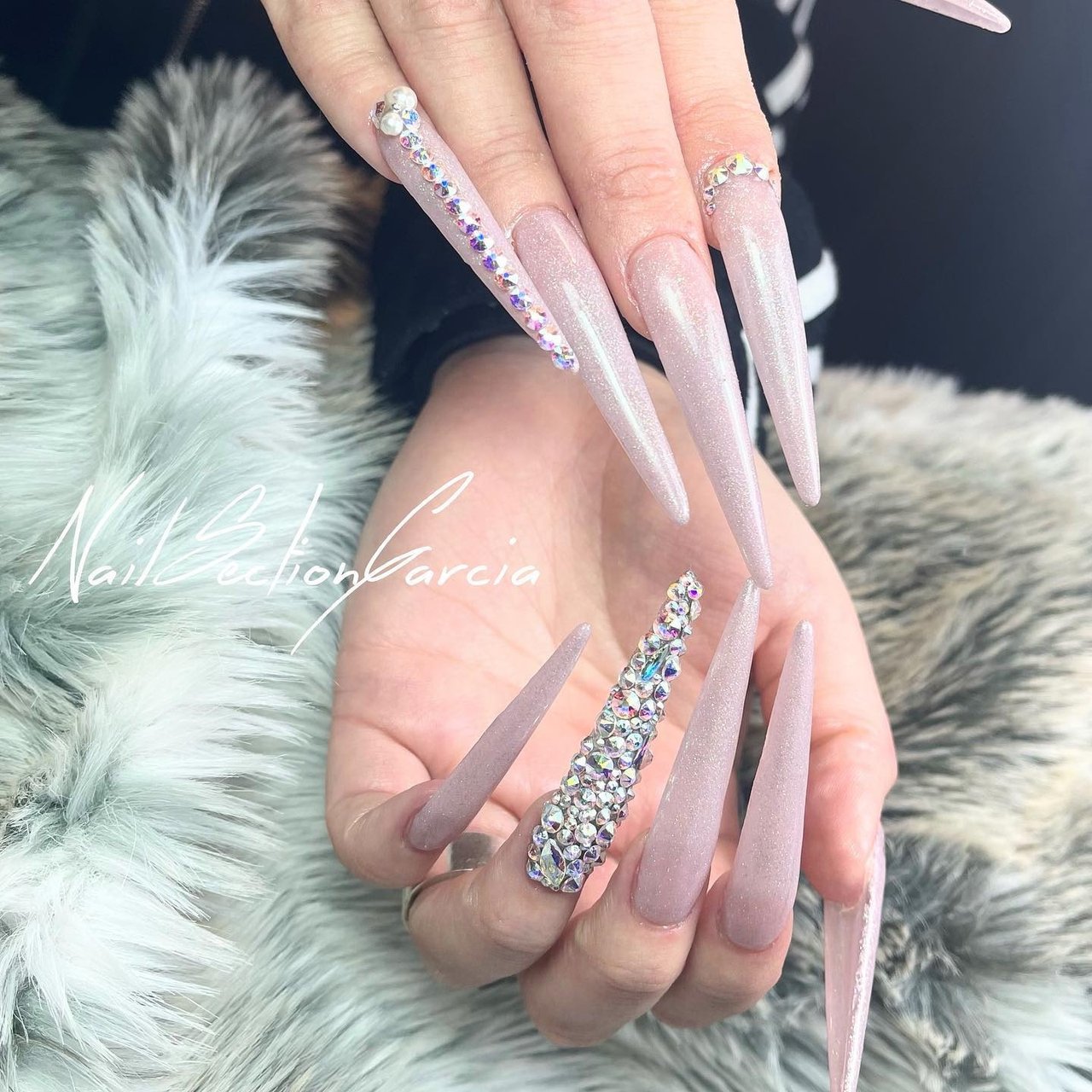 ハンド スーパーロング ピンク スカルプチュア お客様 Nailsectiongarciaのネイルデザイン No 721 ネイルブック