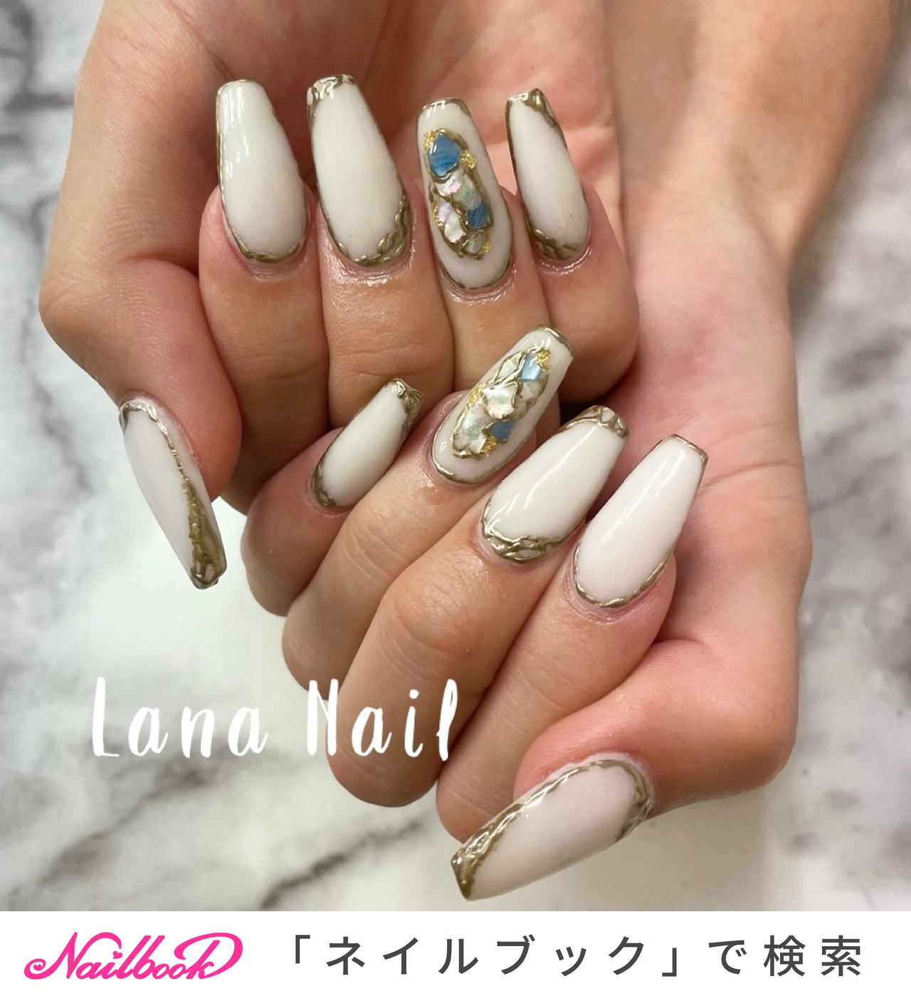 ホワイト/ゴールド/お客様 - Lana Nailのネイルデザイン[No.7220672]｜ネイルブック