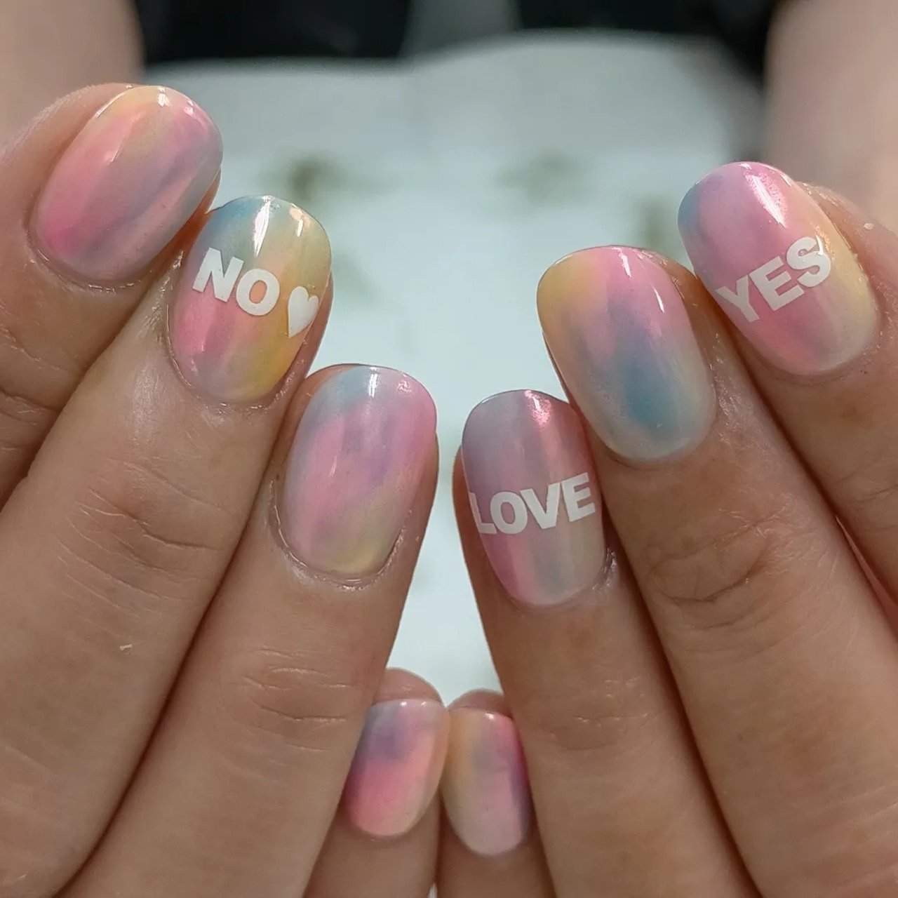 ハンド ピンク イエロー 水色 Kittystyleのネイルデザイン No ネイルブック