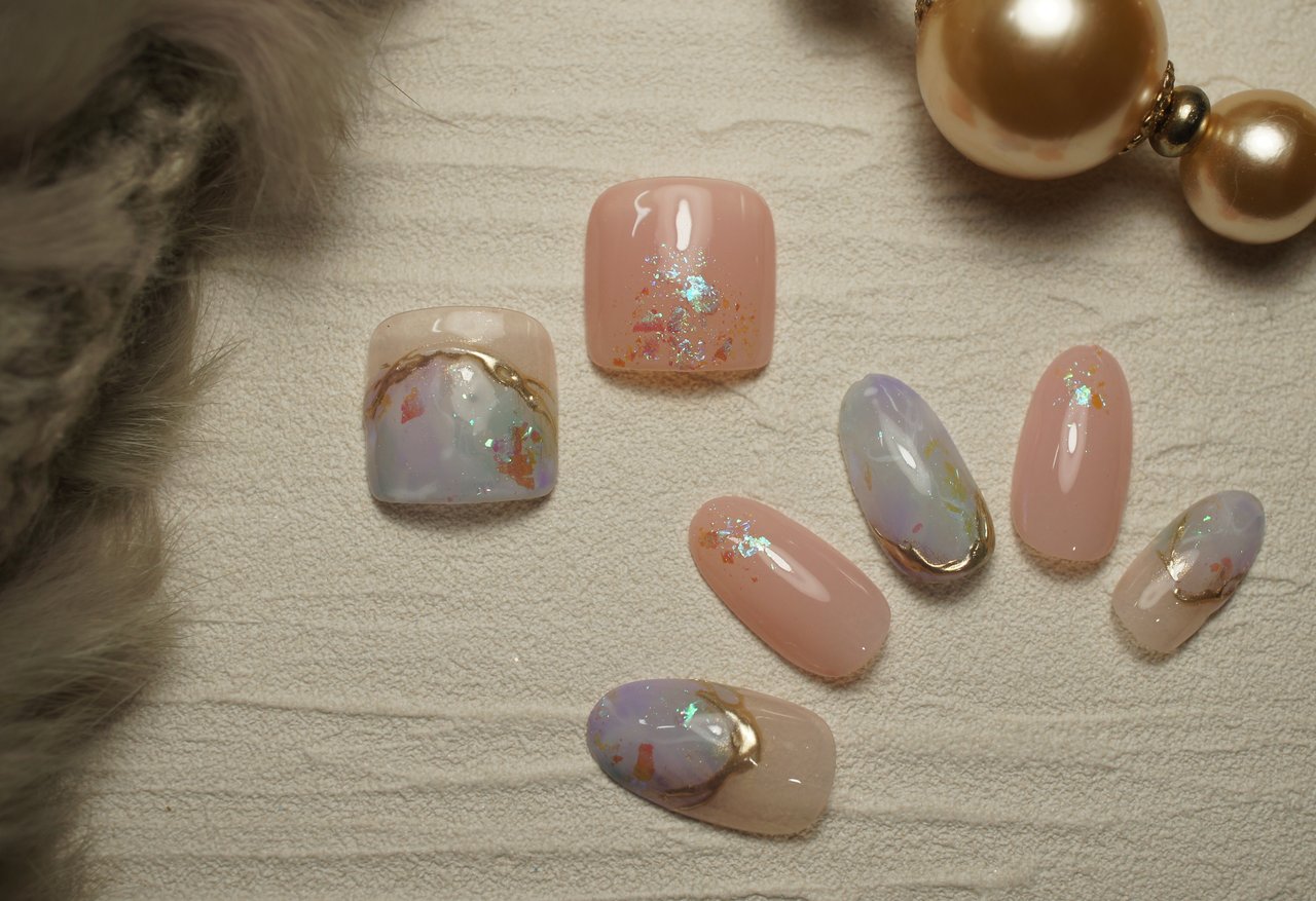 フット ミディアム ピンク 水色 埼玉県上尾市jewel Nailのネイルデザイン No ネイルブック