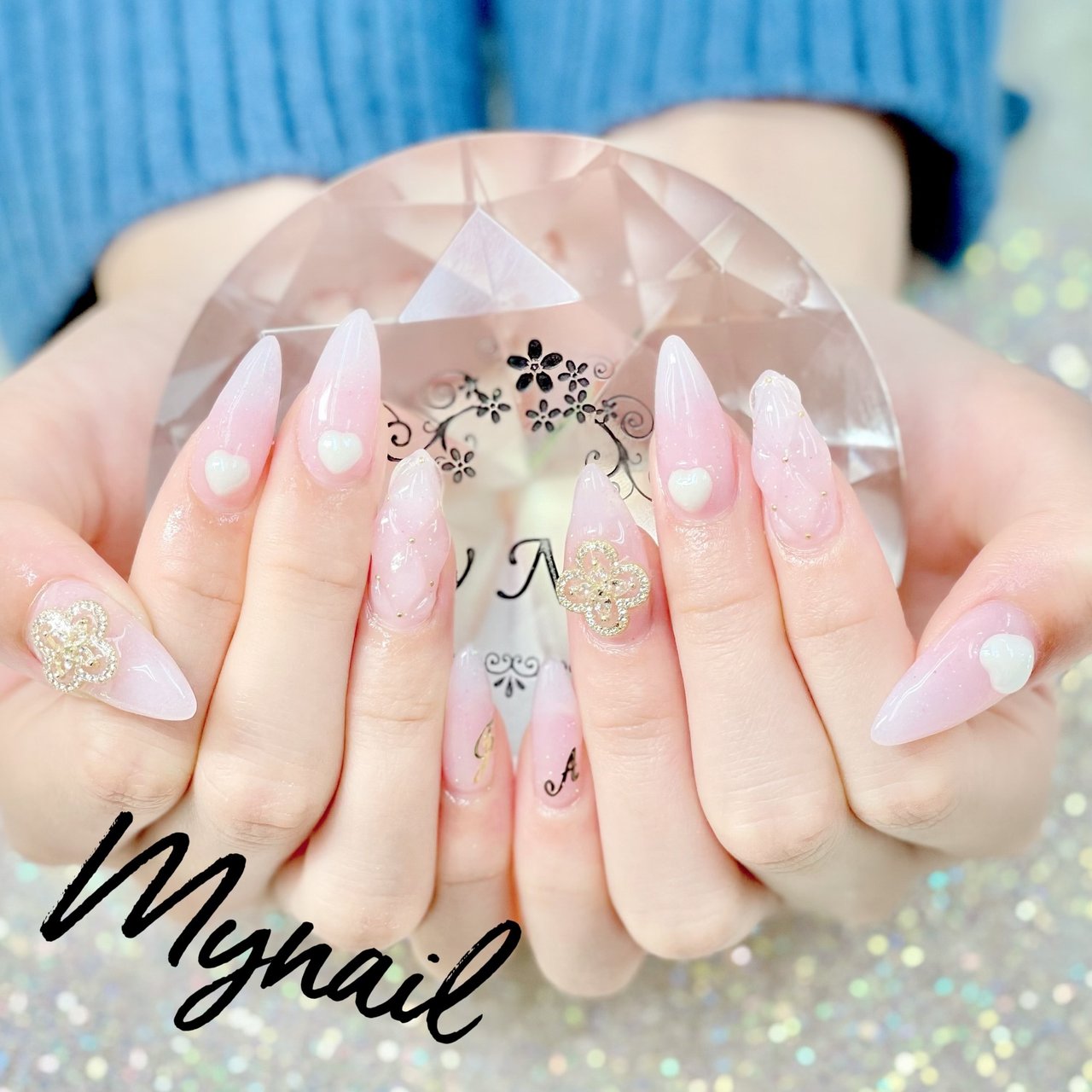 オールシーズン ハンド シンプル ラメ ハート My Nailのネイルデザイン No ネイルブック