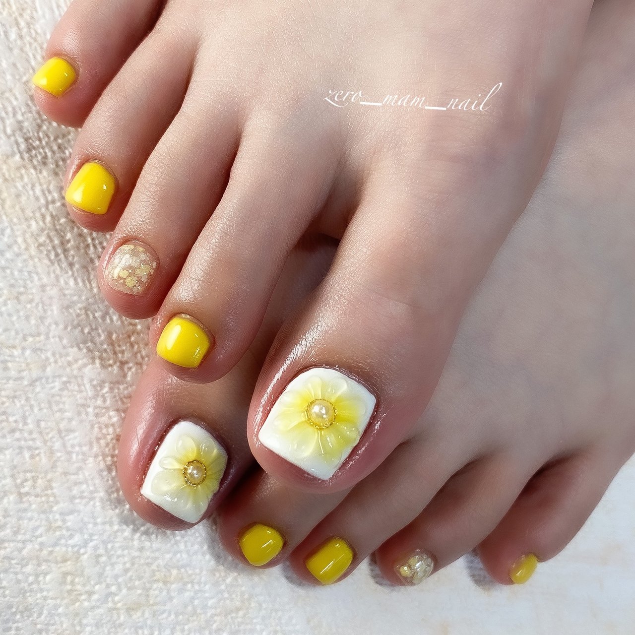 春 フット フラワー 3d イエロー Zero Mam Nailのネイルデザイン No ネイルブック