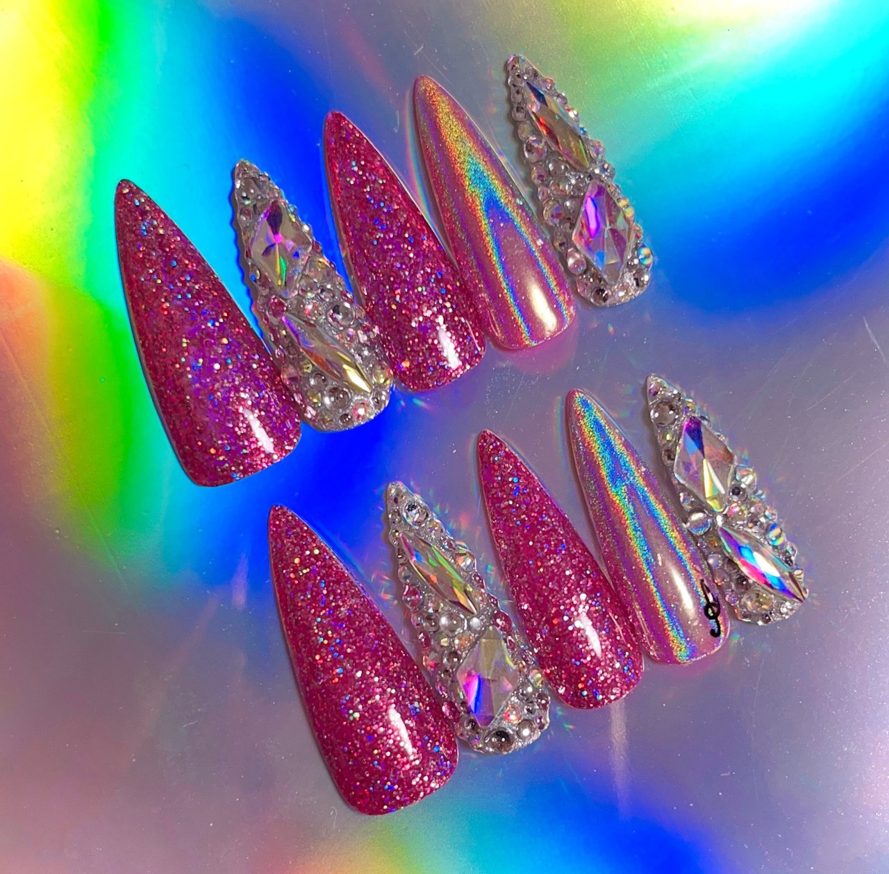 【みーちゃん☆新品タグ付き】ブルネロクチネリ スパンコール　ラメ ハンド/ラメ/ユニコーン/ロング/ピンク - Suzu886のネイル