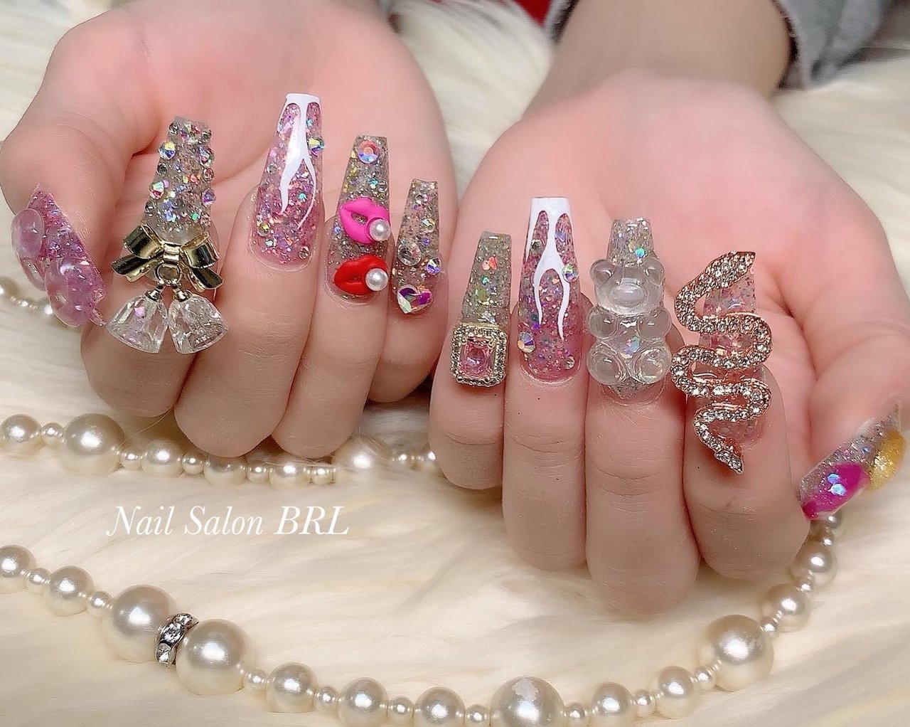 2026年バージョン成人式ネイルチップロングネイルチップギャルネイル