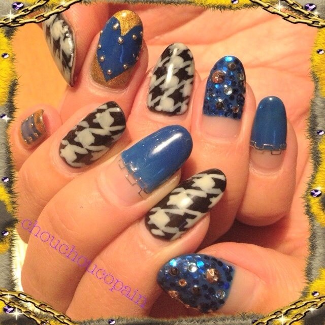 千鳥柄 ブルー Tsunkichiのネイルデザイン No ネイルブック