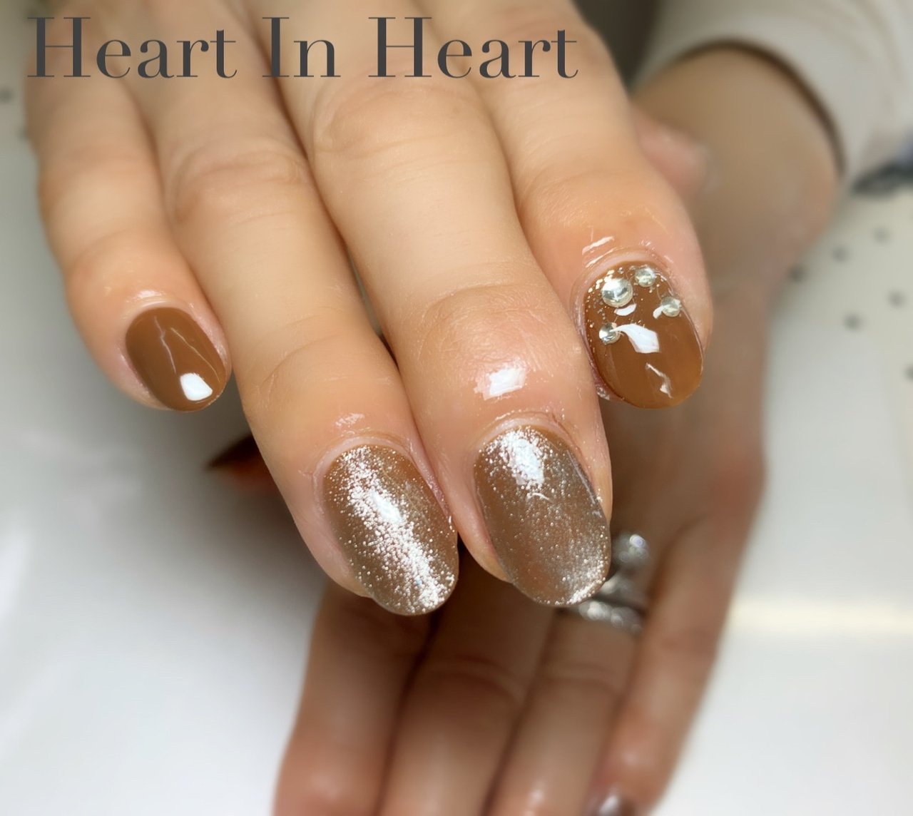 ブラウンハート×ラメ ネイルチップ ブラウンハート×ラメ ネイルチップ 06090489cba6e3f01cff2b65155cc8