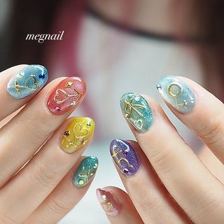 ♡サックスブルーのイニシャルネイル♡ ネイルチップハンドメイド