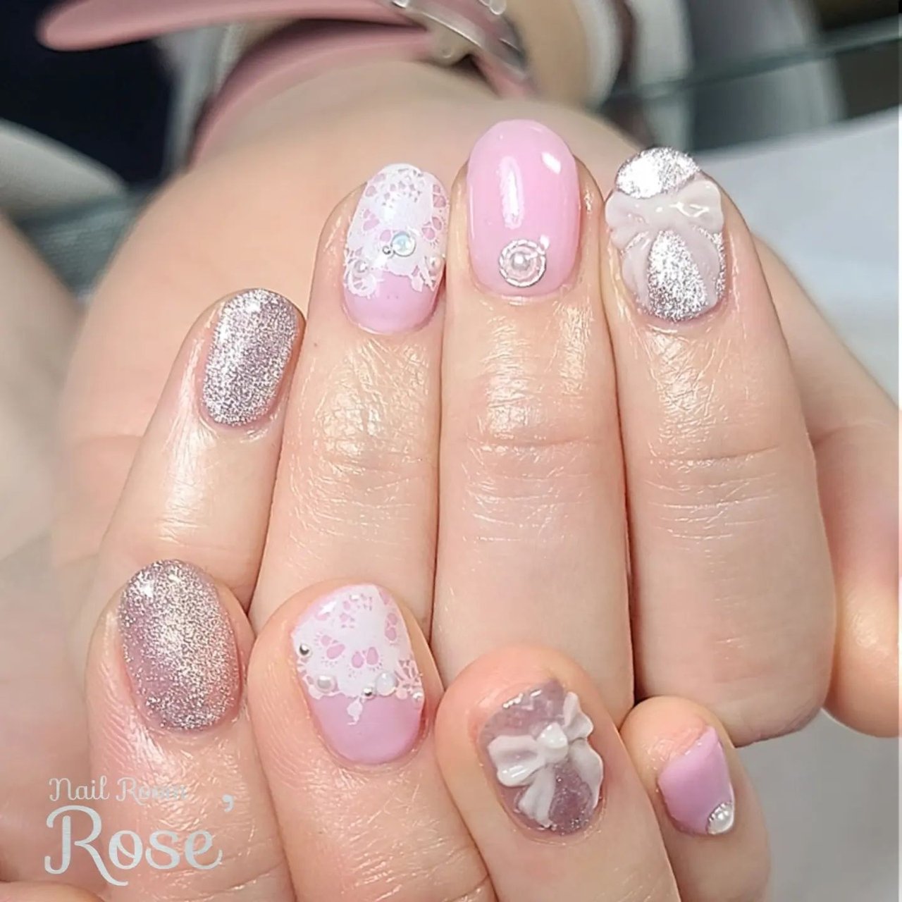 春 ハンド フラワー マグネット リボン 三軒茶屋 Rose のネイルデザイン No ネイルブック