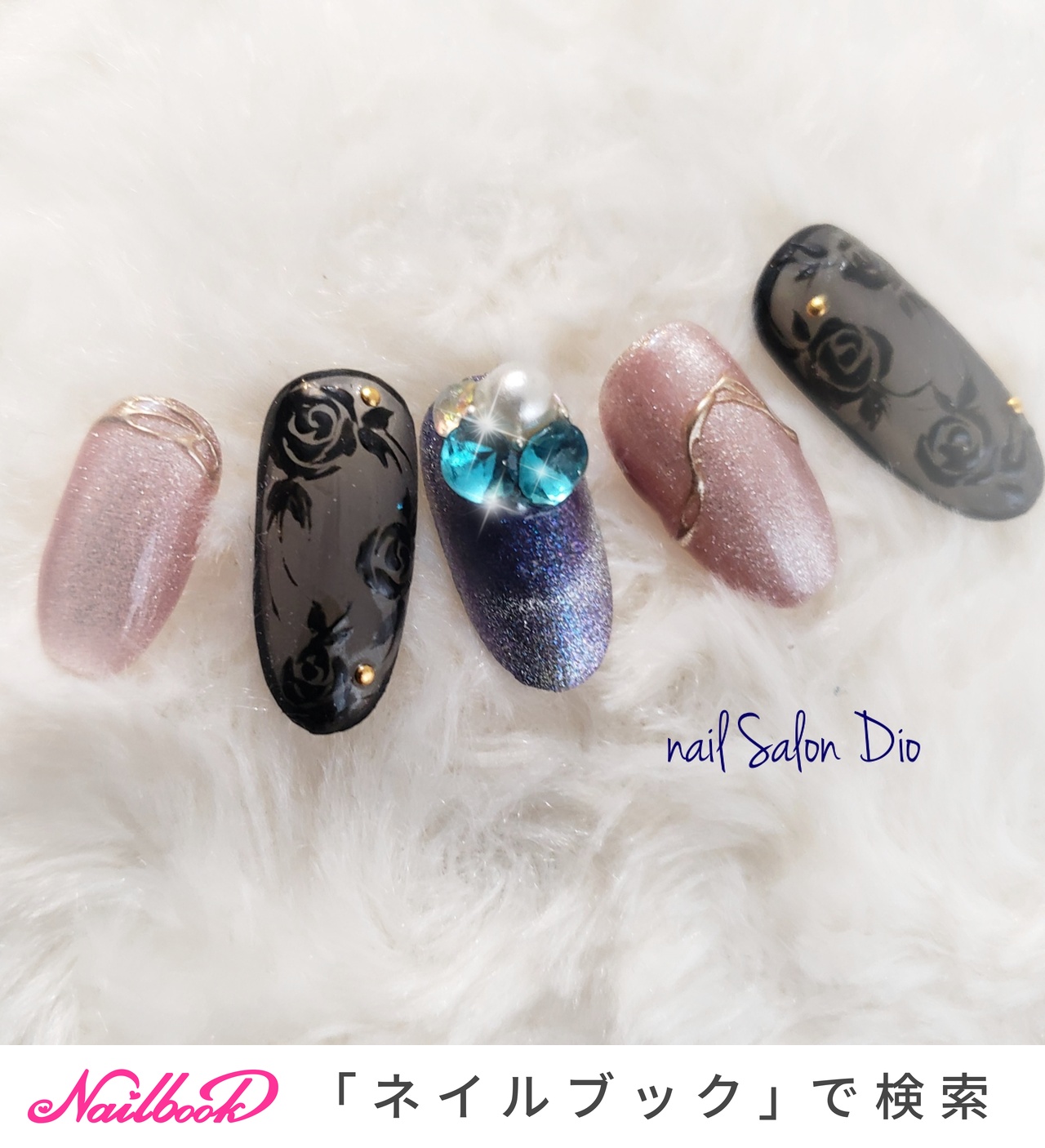 人気順｜ブラック(黒)/#オーロラマグネットのネイルデザイン