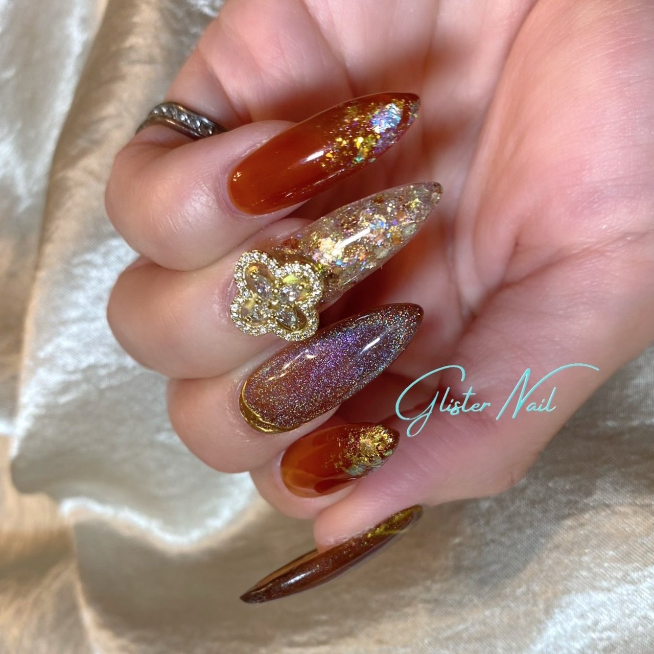 夏 秋 ハンド スカルプチュア セルフネイル Glister Nailのネイルデザイン No ネイルブック