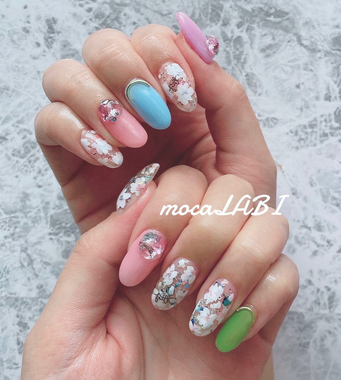 春 夏 ハンド フラワー Mocalabiのネイルデザイン No ネイルブック