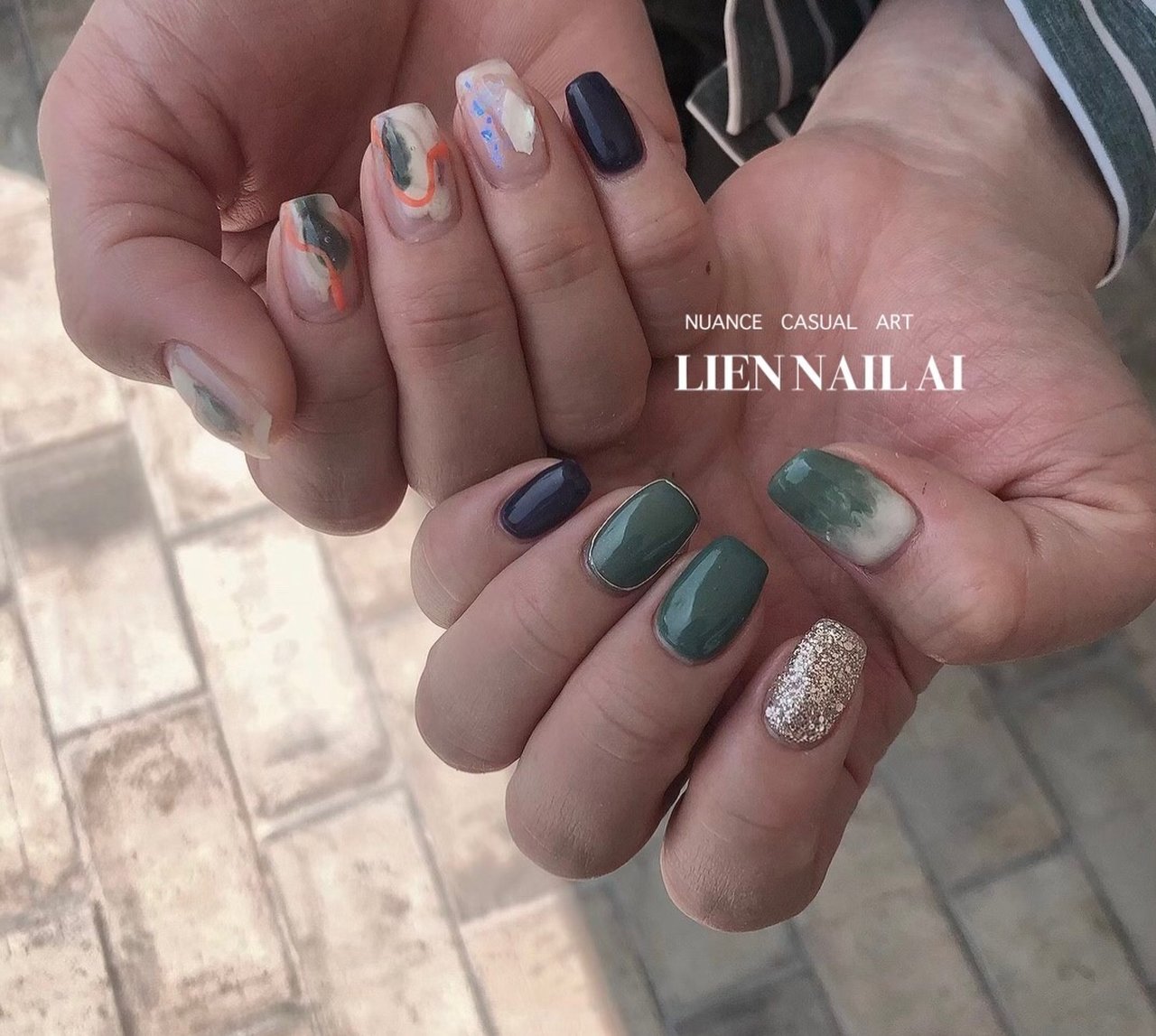 春/夏/ハンド/ニュアンス/グリーン - I.のネイルデザイン[No.7240744