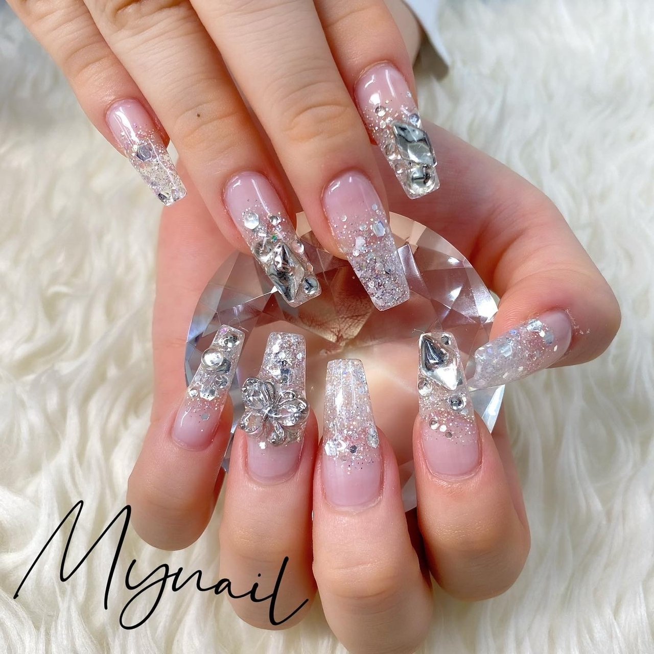 グラデーション/ラメ/クリア/シルバー - my NAILのネイルデザイン[No