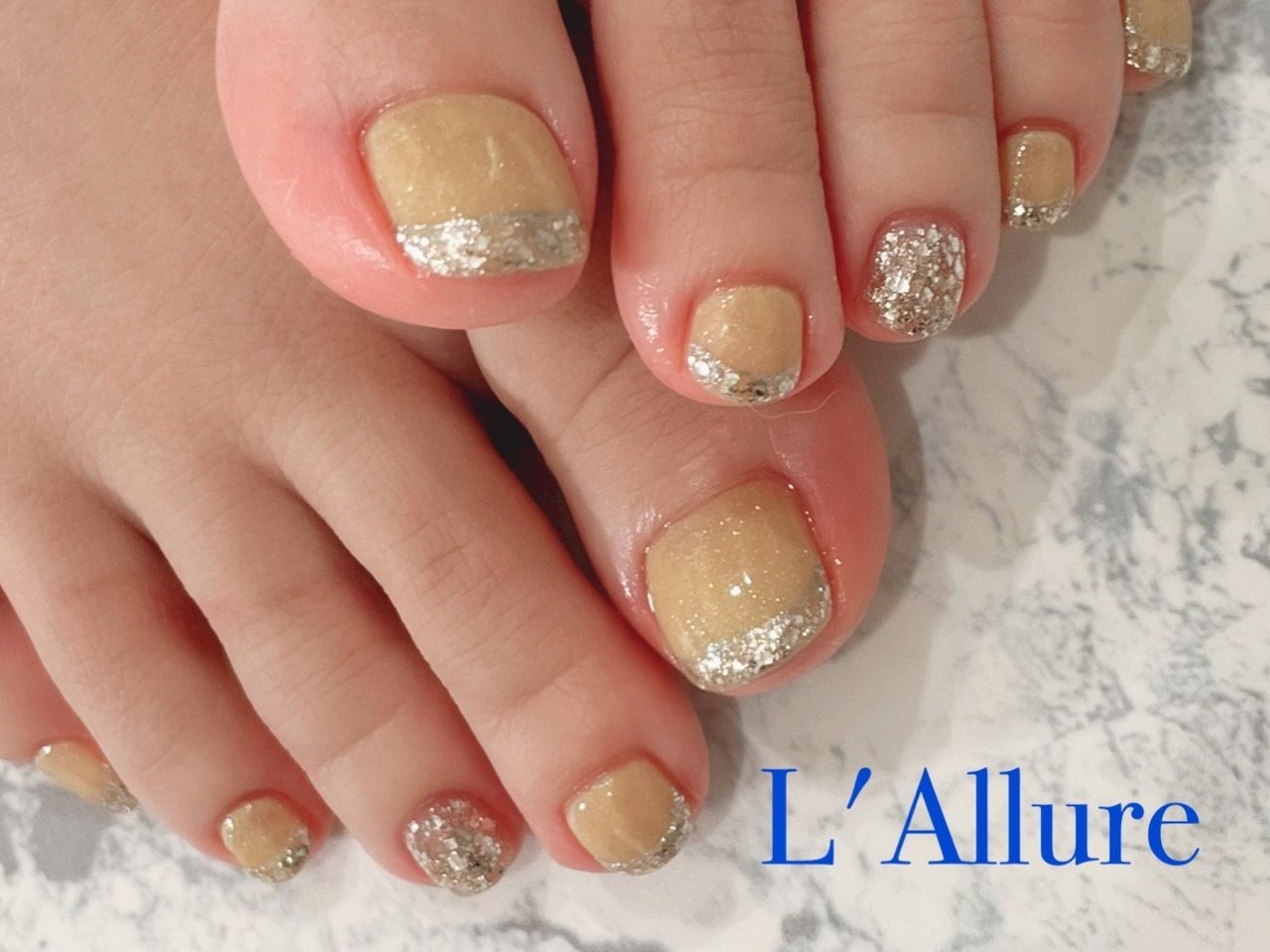 春 夏 オールシーズン フット フレンチ Nail Salon L Allureのネイルデザイン No ネイルブック