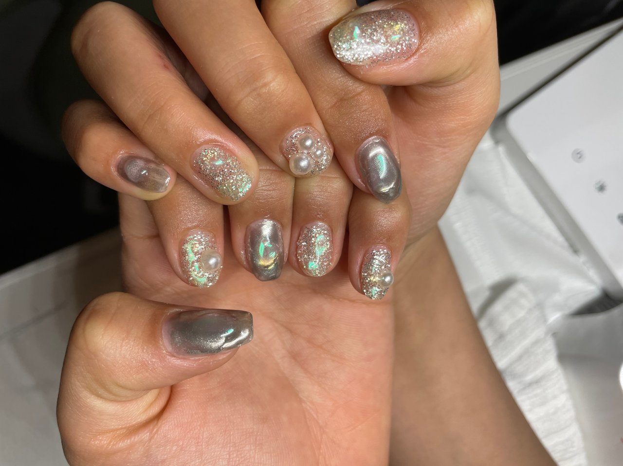 春 夏 ハンド ラメ パール Nail Salon Yのネイルデザイン No ネイルブック