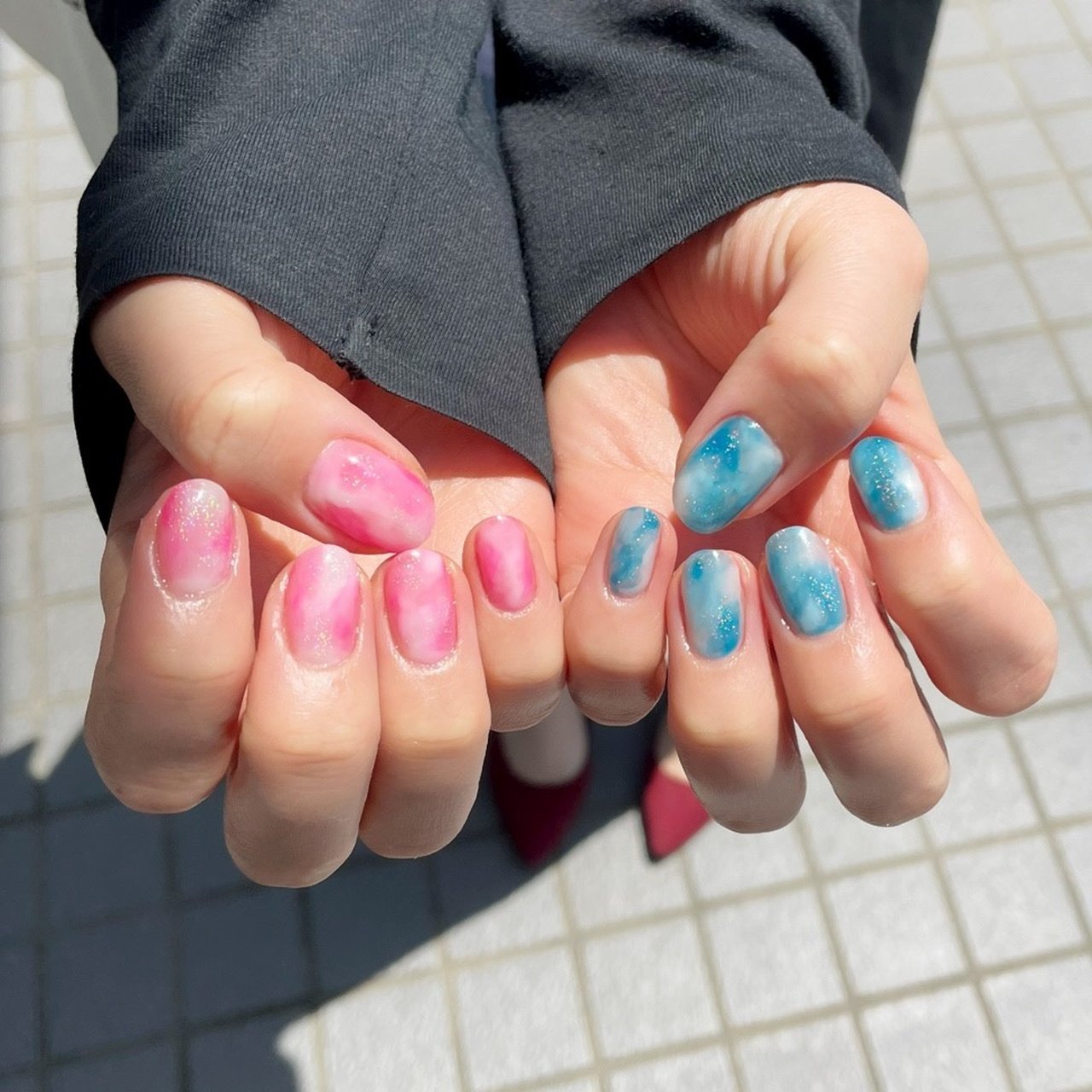 オールシーズン ハンド マーブル ホワイト ピンク Nails Himawariのネイルデザイン No ネイルブック