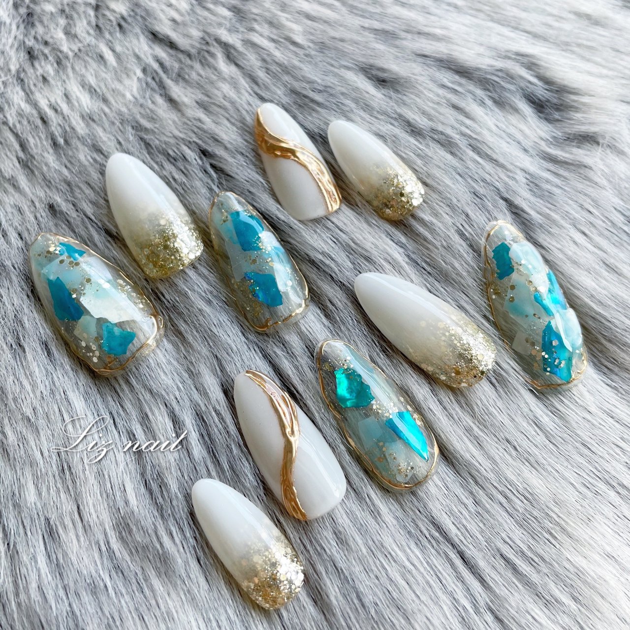 夏 オールシーズン 海 ブライダル ハンド Liz Nailのネイルデザイン No ネイルブック