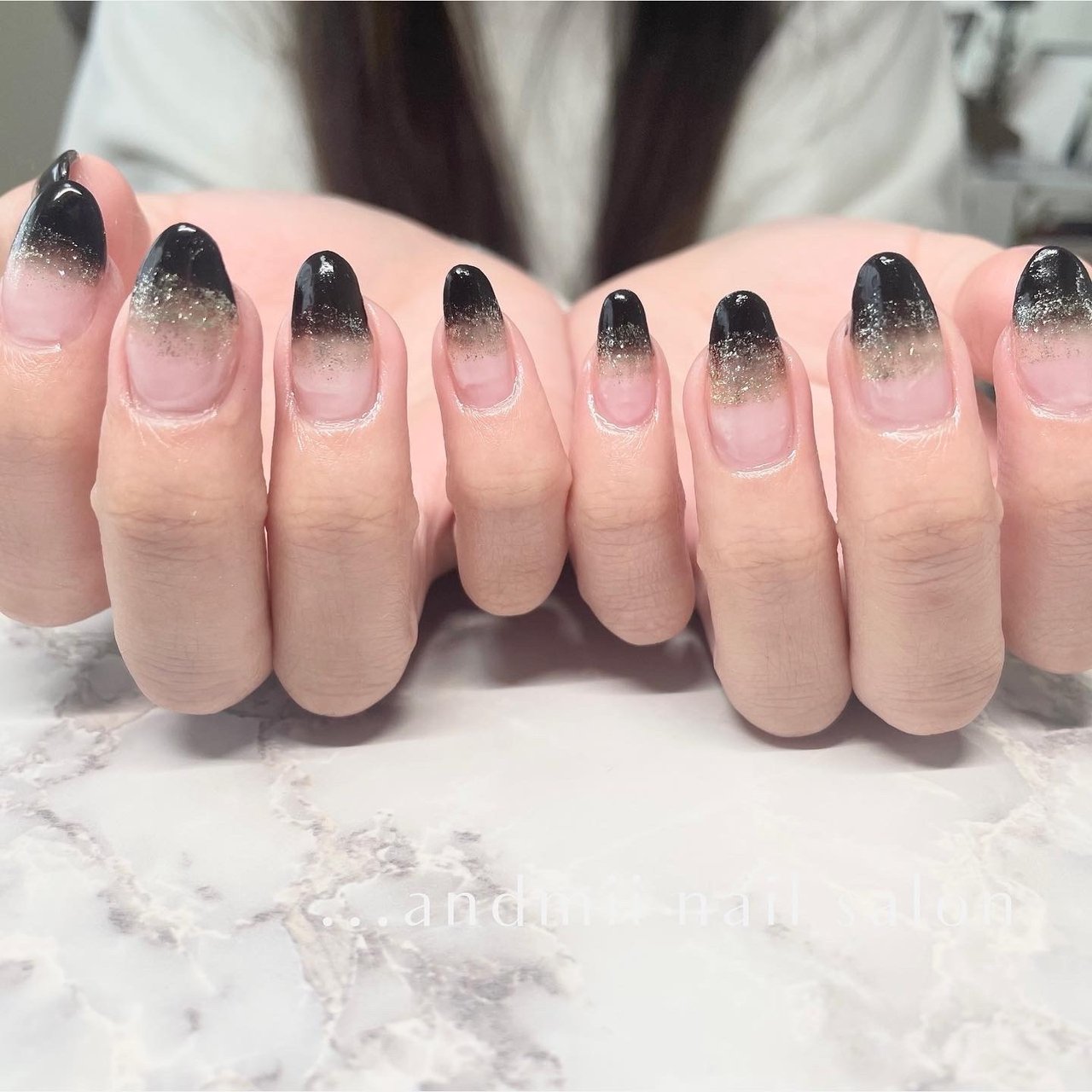 ブラック/ジェルネイル/お客様 -andmii nail salonのネイル